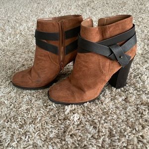 Express Brown Heeled Ankle Booties
